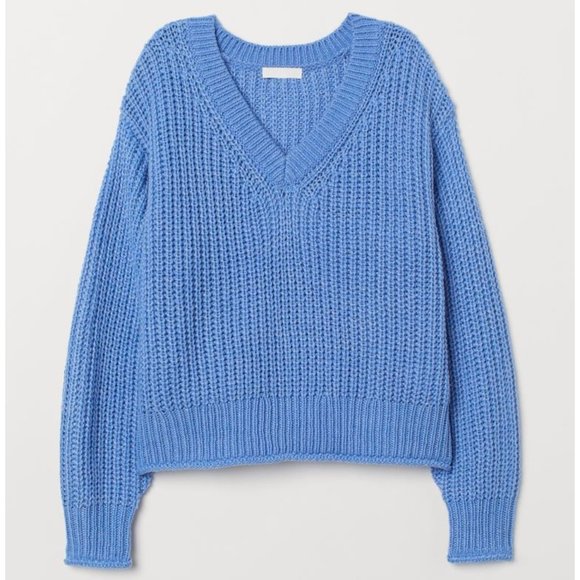 H&M Sweaters Hm Periwinkle Blue Vneck Long Sleeve Chunky Sweater Xl Nwt Poshmark